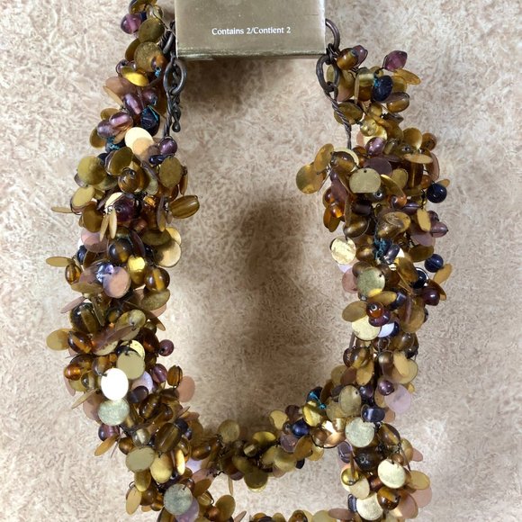 Pier 1 Gold Disc Drapery PepperBerry Beaded Tie Back 24” Set of 2 New NWT - Picture 2 of 6